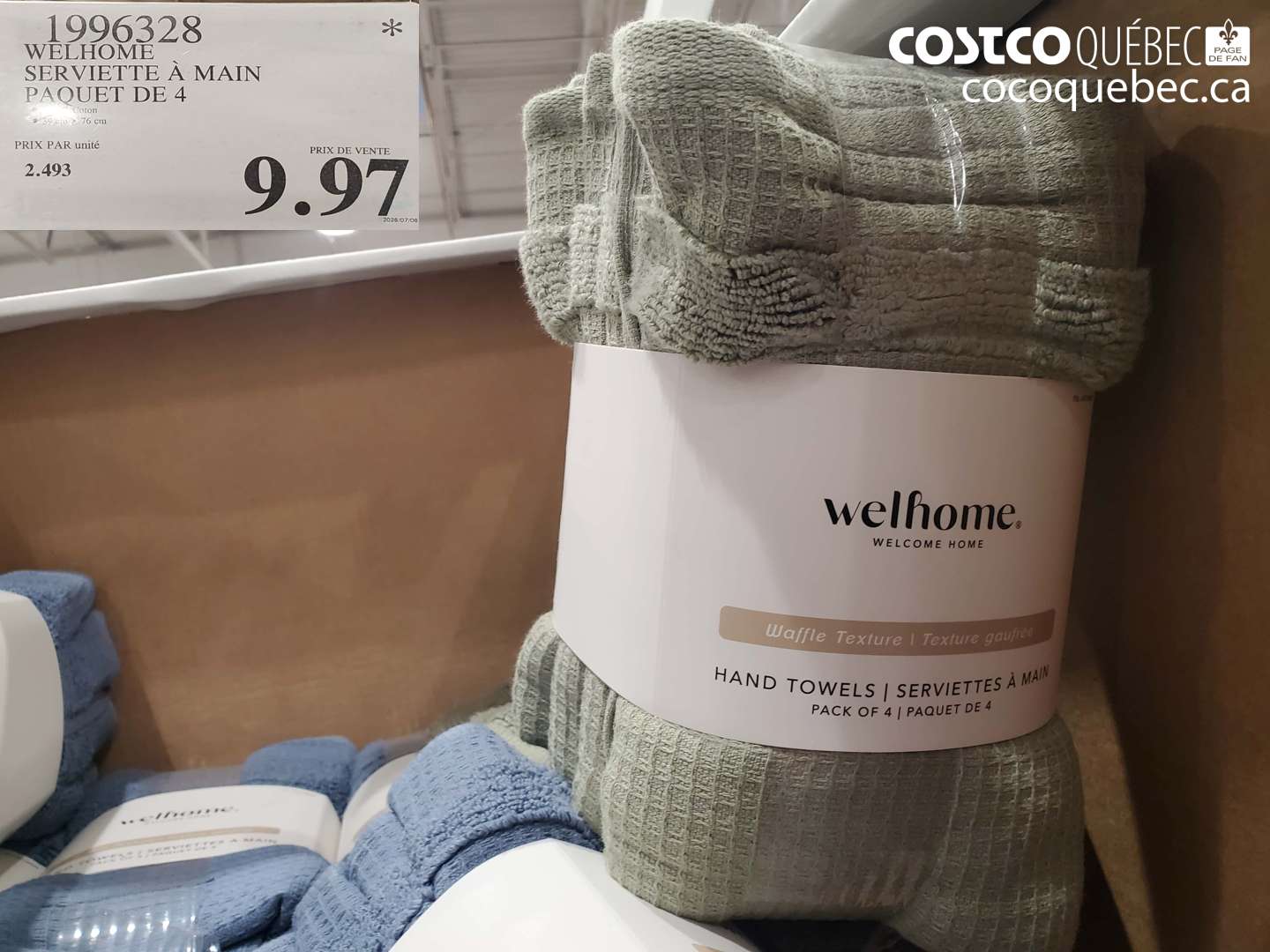 1996328 WELHOME SERVIETTE À MAIN PAQUET DE 4 $9.97