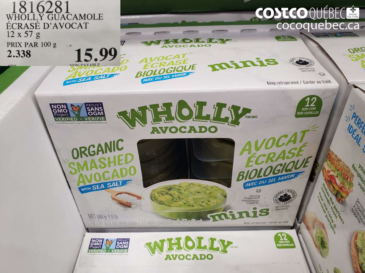 1816281 WHOLLY GUACAMOLE ÉCRASÉ D'AVOCAT 12 X 57 G $15.99