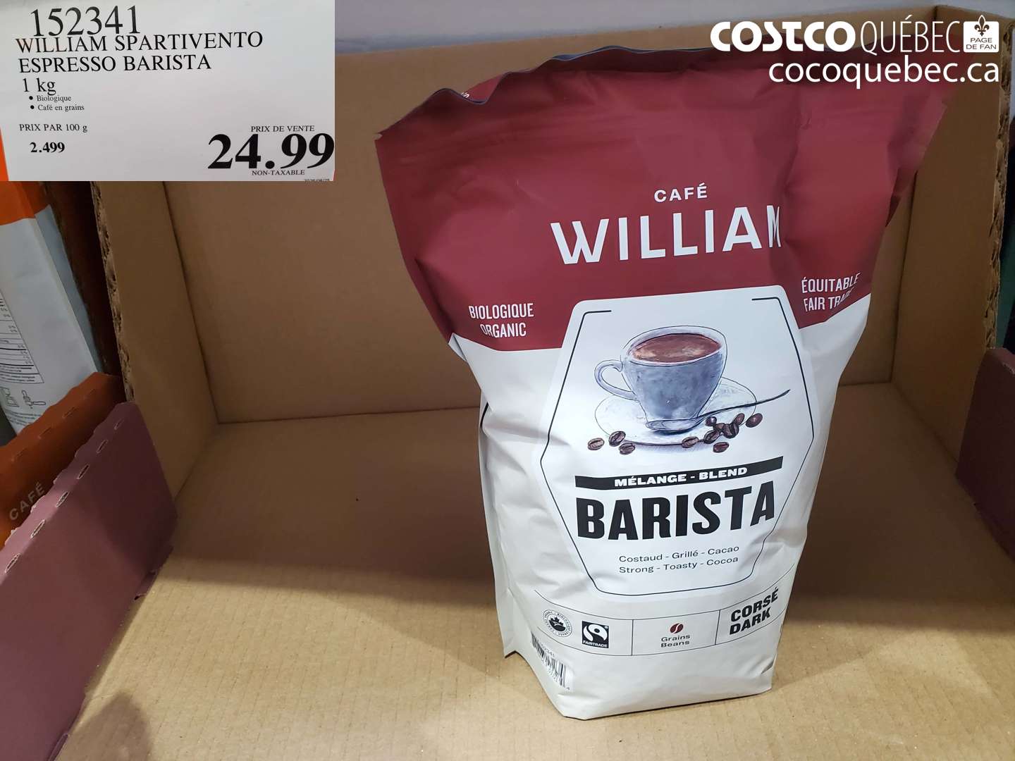 152341 WILLIAM SPARTIVENTO ESPRESSO BARISTA 1 KG $24.99