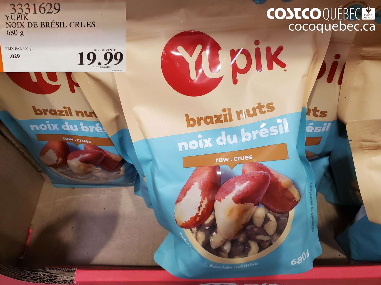 3331629 YUPIK NOIX DE BRÉSIL CRUES 680 G $19.99