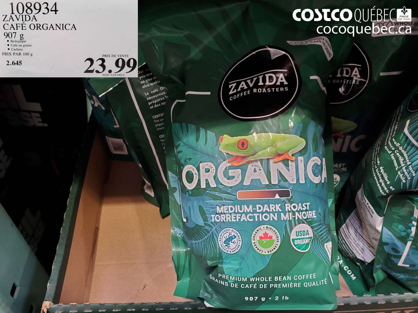 108934 ZAVIDA CAFÉ ORGANICA 907 G $23.99