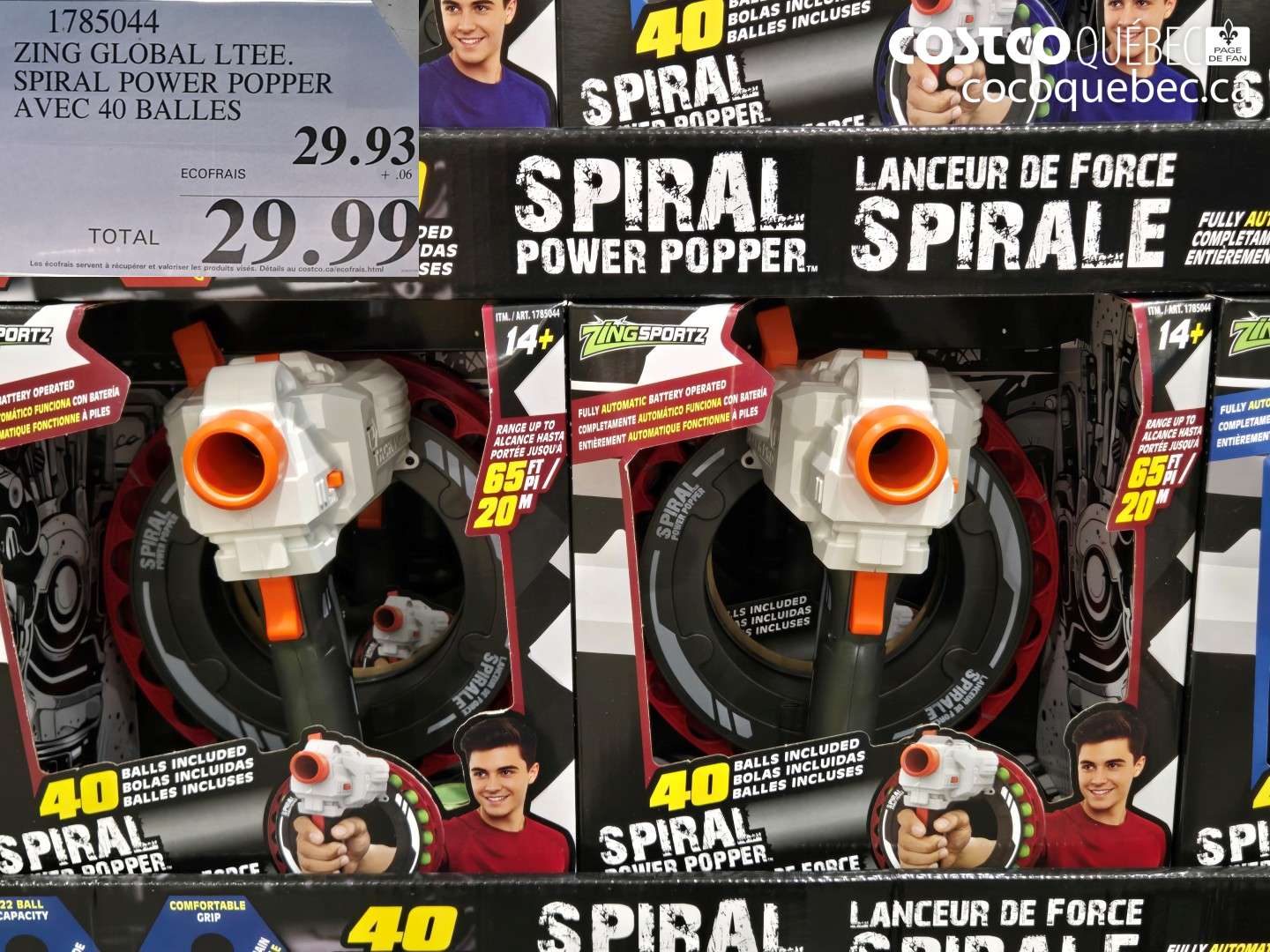1785044 ZING GLOBAL LTEE. SPIRAL POWER POPPER AVEC 40 BALLES $29.99