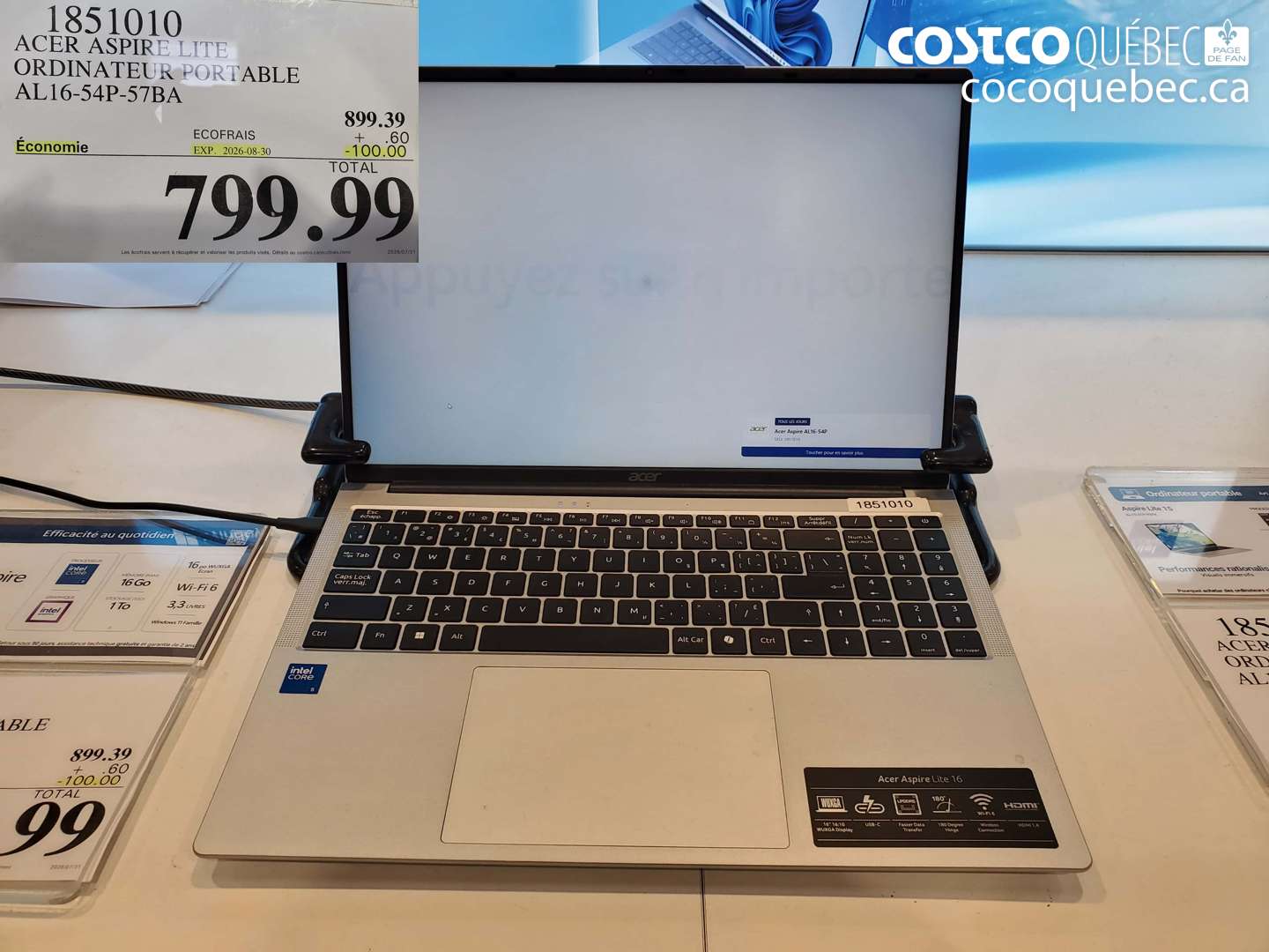 1851010 ACER ASPIRE LITE ORDINATEUR PORTABLE AL16-54P-57BA ($100.00 INSTANT SAVINGS EXPIRES ON 2026-08-30) $799.99