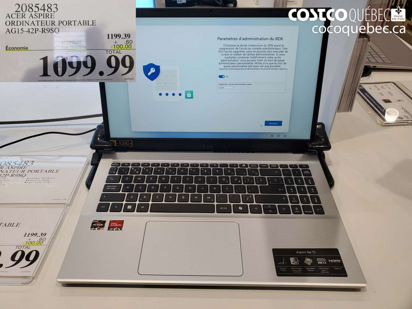 2085483 ACER ASPIRE ORDINATEUR PORTABLE AG15-42P-R9SQ ($100.00 INSTANT SAVINGS EXPIRES ON 2026-08-13) $1099.99