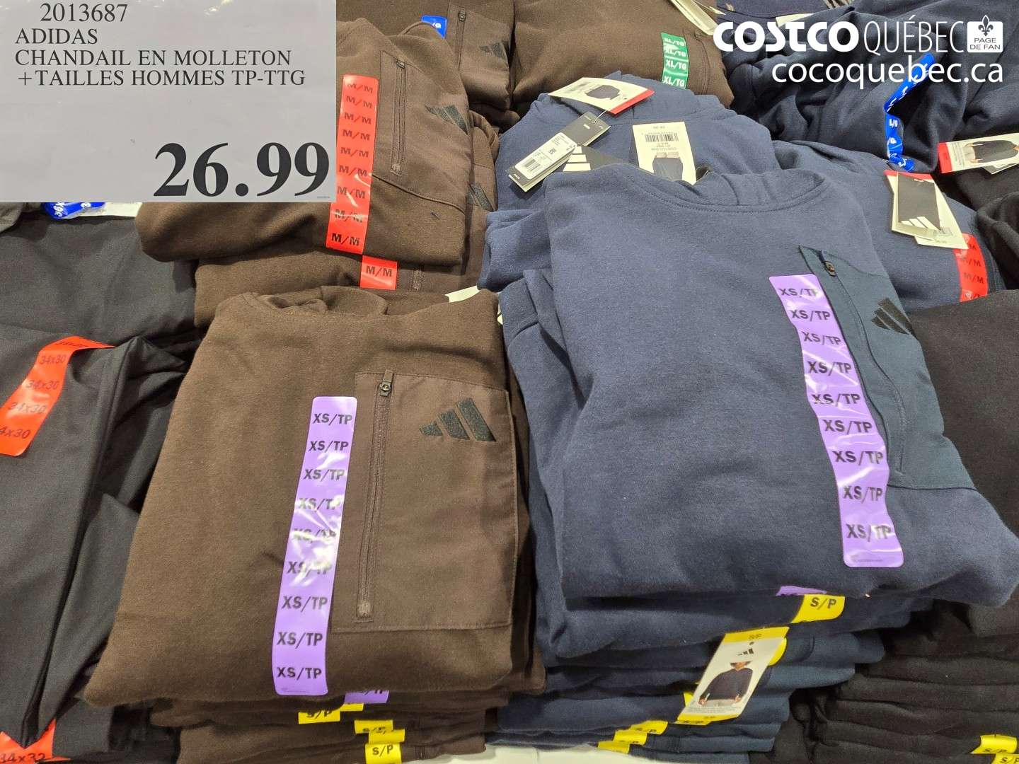 2013687 ADIDAS CHANDAIL EN MOLLETON + TAILLES HOMMES TP-TTG $26.99