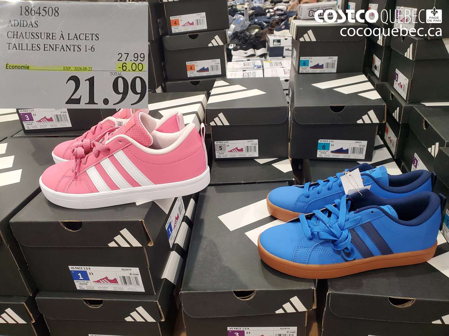 1864508 ADIDAS CHAUSSURE À LACETS TAILLES ENFANTS 1-6 ($6.00 INSTANT SAVINGS EXPIRES ON 2026-08-23) $21.99