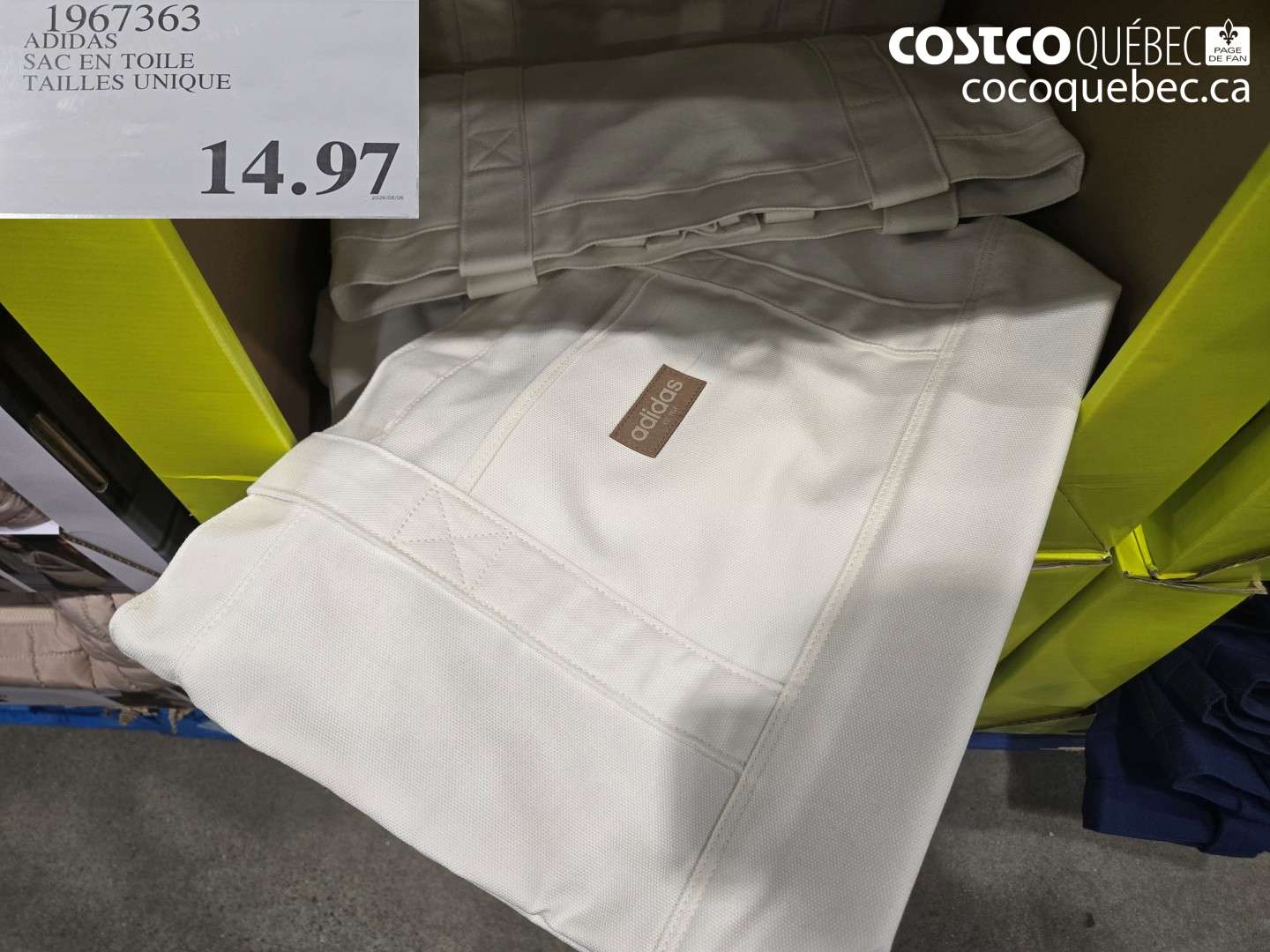 1967363 ADIDAS SAC EN TOILE TAILLES UNIQUE $14.97