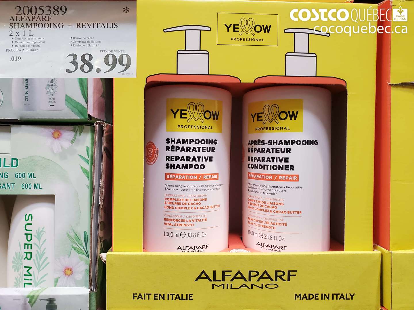 2005389 ALFAPARF SHAMPOOING + REVITALIS 2 X 1 L $38.99
