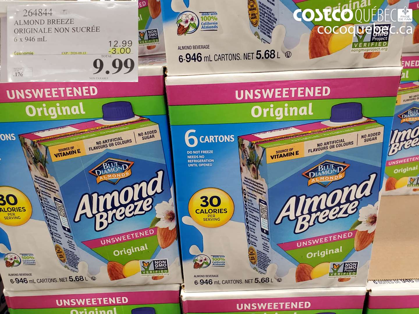 264844 ALMOND BREEZE ORIGINALE NON SUCRÉE ($3.00 INSTANT SAVINGS EXPIRES ON 2026-09-13) $9.99