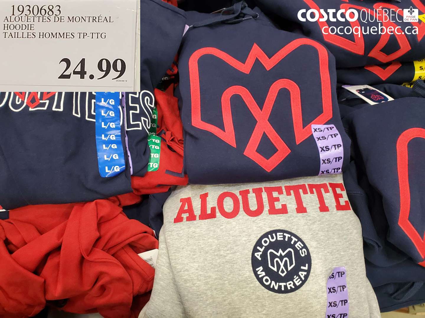 1930683 ALOUETTES DE MONTRÉAL HOODIE TAILLES HOMMES TP-TTG $24.99
