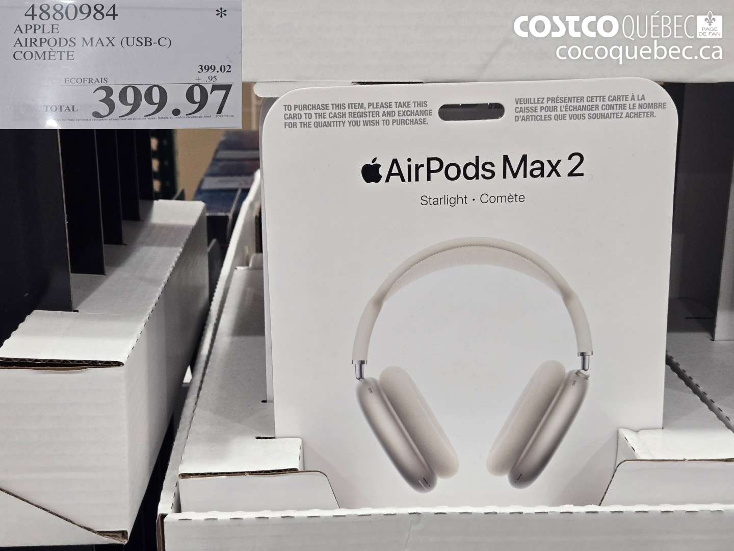 4880984 APPLE AIRPODS MAX (USB-C) COMÈTE $399.97