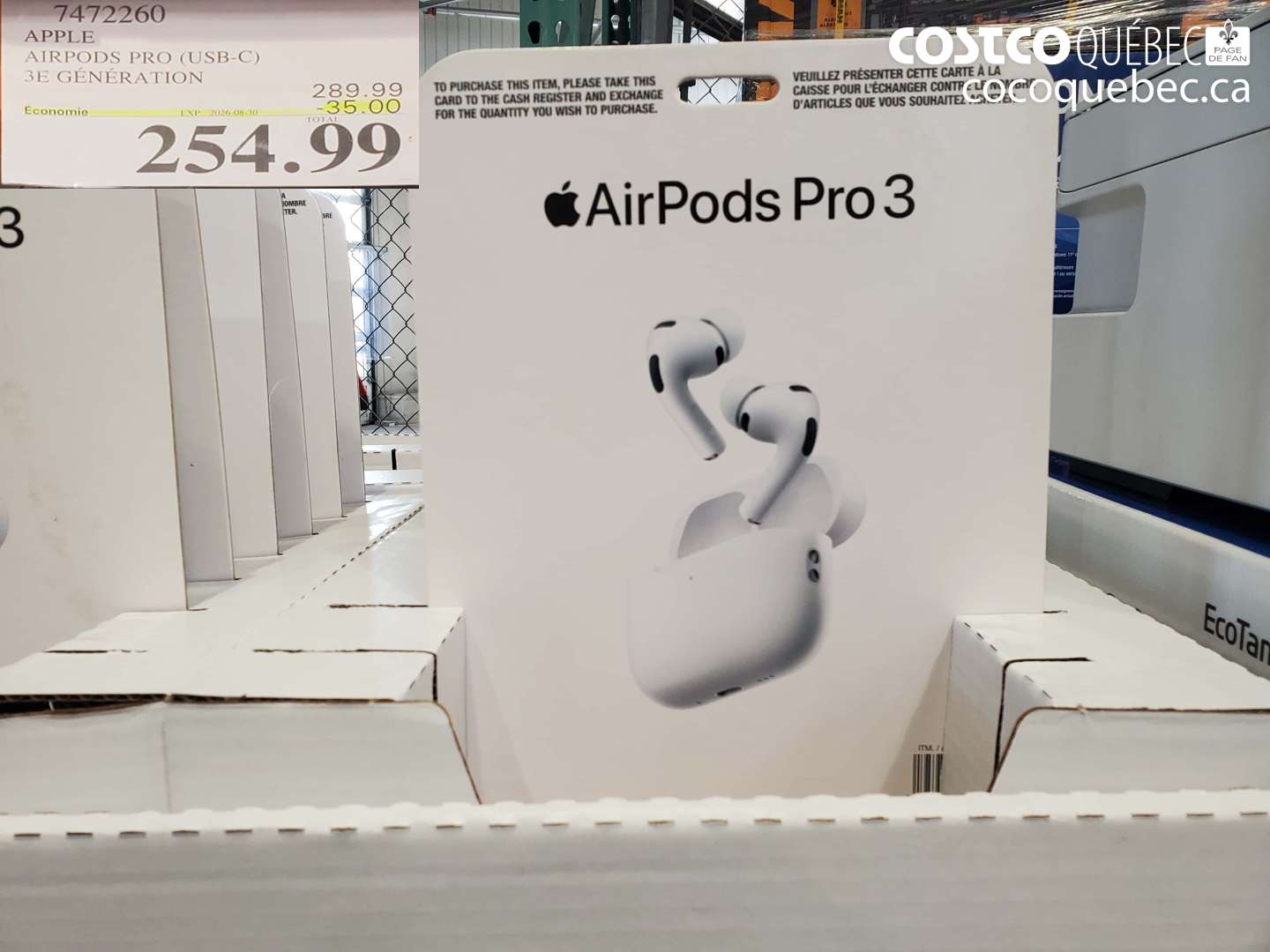 7472260 APPLE AIRPODS PRO (USB-C) 3E GÉNÉRATION ($35.00 INSTANT SAVINGS EXPIRES ON 2026-08-30) $254.99