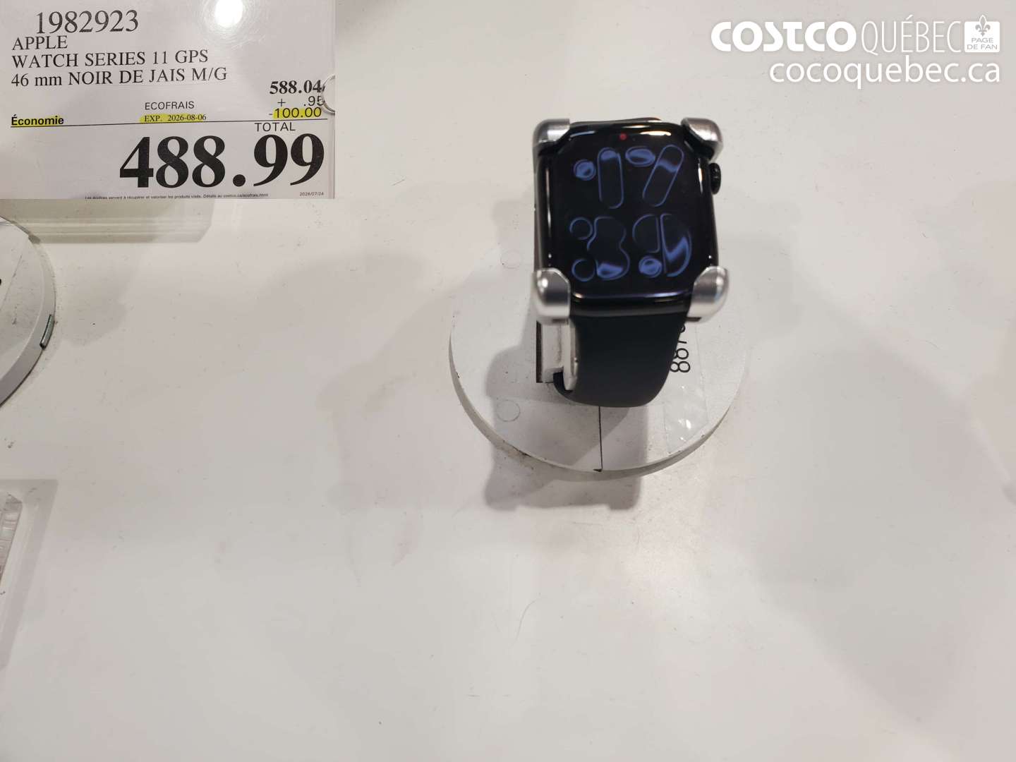 1982923 APPLE WATCH SERIES 11 GPS 46 MM NOIR DE JAIS M/G ($100.00 INSTANT SAVINGS EXPIRES ON 2026-08-06) $488.99