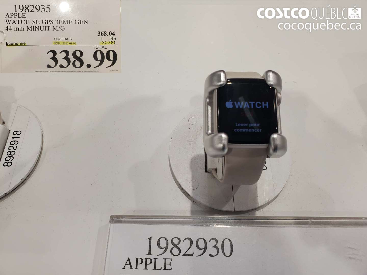 1982935 APPLE WATCH SE GPS 3EME GEN 44 MM MINUIT M/G ($30.00 INSTANT SAVINGS EXPIRES ON 2026-08-06) $338.99