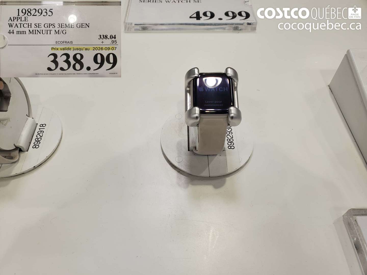 1982935 APPLE WATCH SE GPS 3EME GEN 44 MM MINUIT M/G (EXPIRES ON 2026-09-07) $338.99