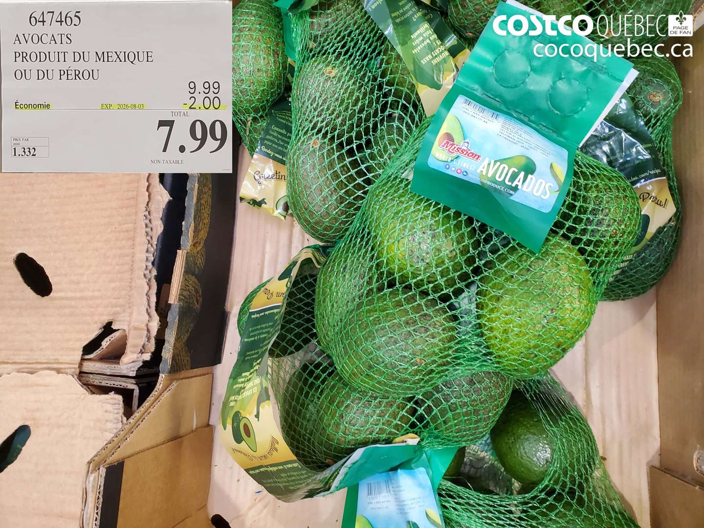 647465 AVOCATS PRODUIT DU MEXIQUE OU DU PEROU ($2.00 INSTANT SAVINGS EXPIRES ON 2026-08-03) $7.99