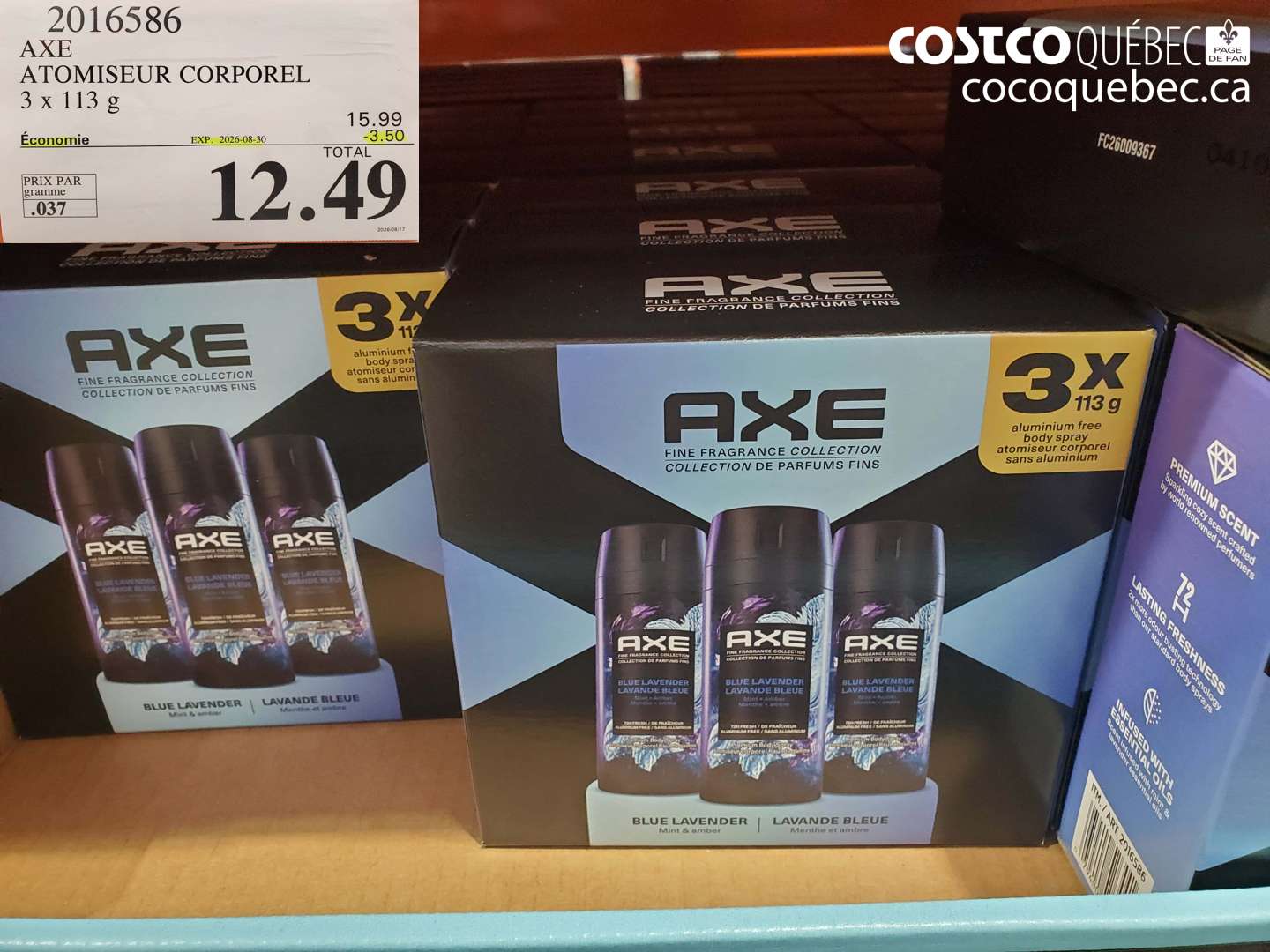 2016586 AXE ATOMISEUR CORPOREL ($3.50 INSTANT SAVINGS EXPIRES ON 2026-08-30) $12.49