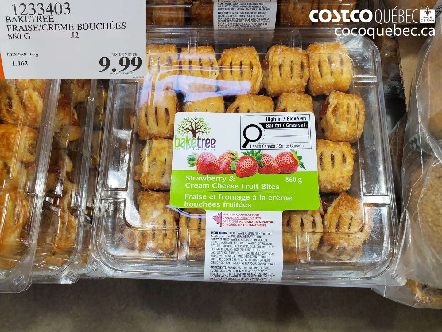 1233403 BAKETREE FRAISE/CRÈME BOUCHÉES 860 G $9.99
