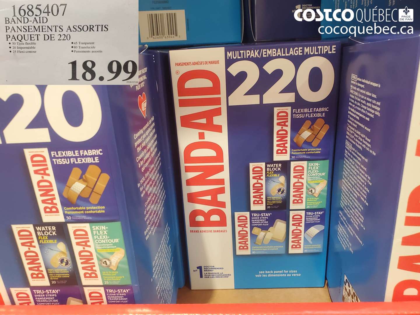 1685407 BAND-AID PANSEMENTS ASSORTIS PAQUET DE 220 $18.99