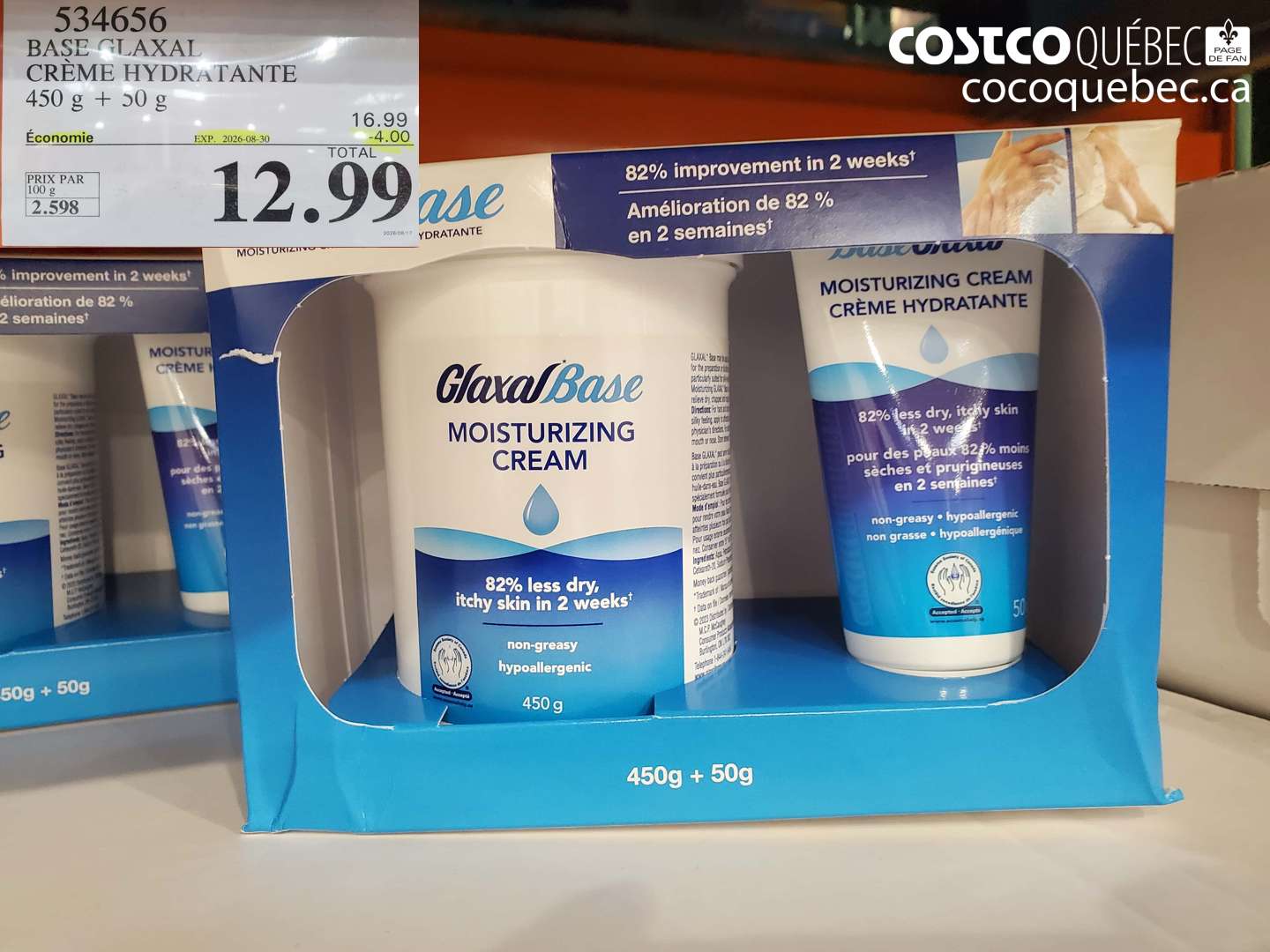 534656 BASE GLAXAL CRÈME HYDRATANTE ($4.00 INSTANT SAVINGS EXPIRES ON 2026-08-30) $12.99