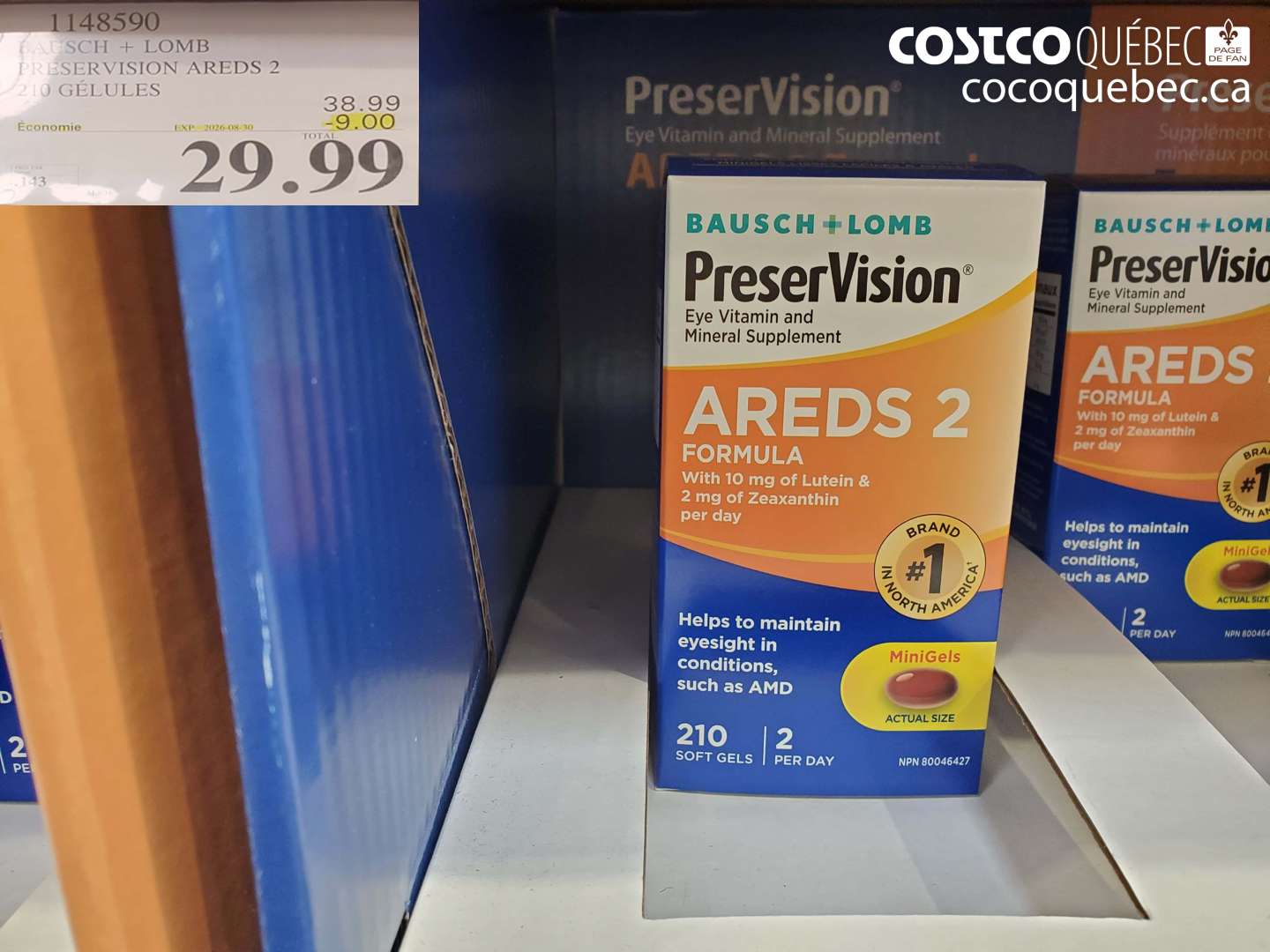 1148590 BAUSCH + LOMB PRESERVISION AREDS 2 210 GÉLULES ($9.00 INSTANT SAVINGS EXPIRES ON 2026-08-30) $29.99