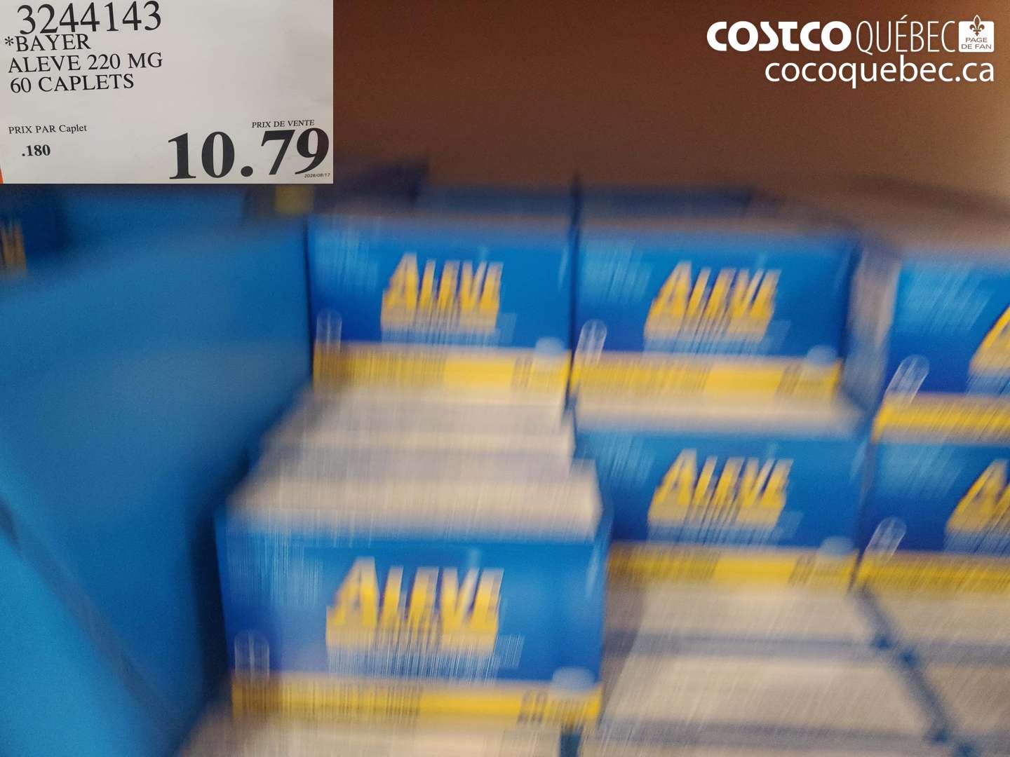 3244143 BAYER ALEVE 220 MG 60 CAPLETS $10.79