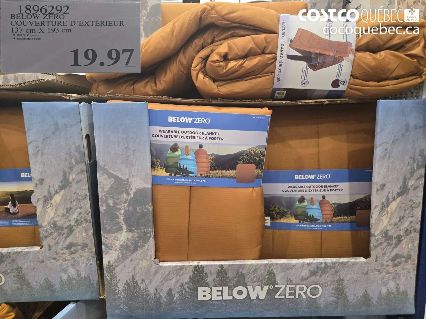 1896292 BELOW ZERO COUVERTURE D'EXTÉRIEUR 137 CM X 193 CM $19.97