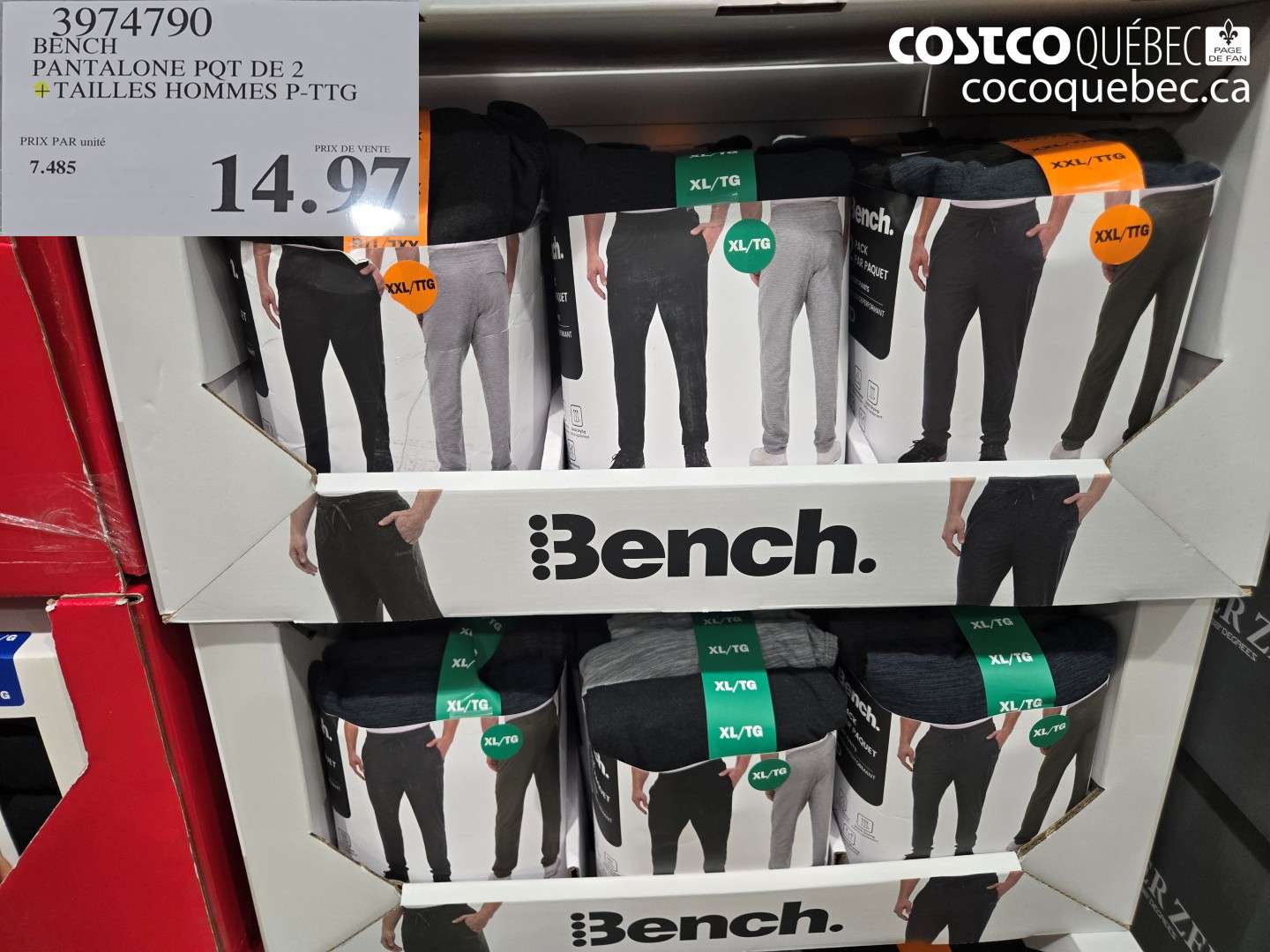 3974790 BENCH PANTALONE POT DE 2 TAILLES HOMMES P-TTG $14.97