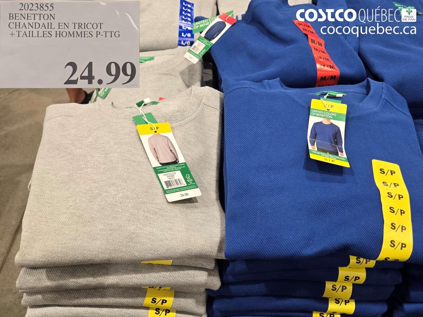 2023855 BENETTON CHANDAIL EN TRICOT + TAILLES HOMMES P-TTG $24.99