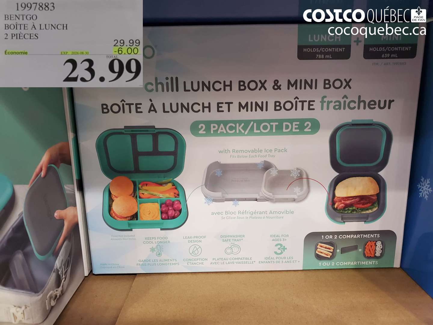 1997883 BENTGO BOITE À LUNCH 2 PIÈCES ($6.00 INSTANT SAVINGS EXPIRES ON 2026-08-30) $23.99
