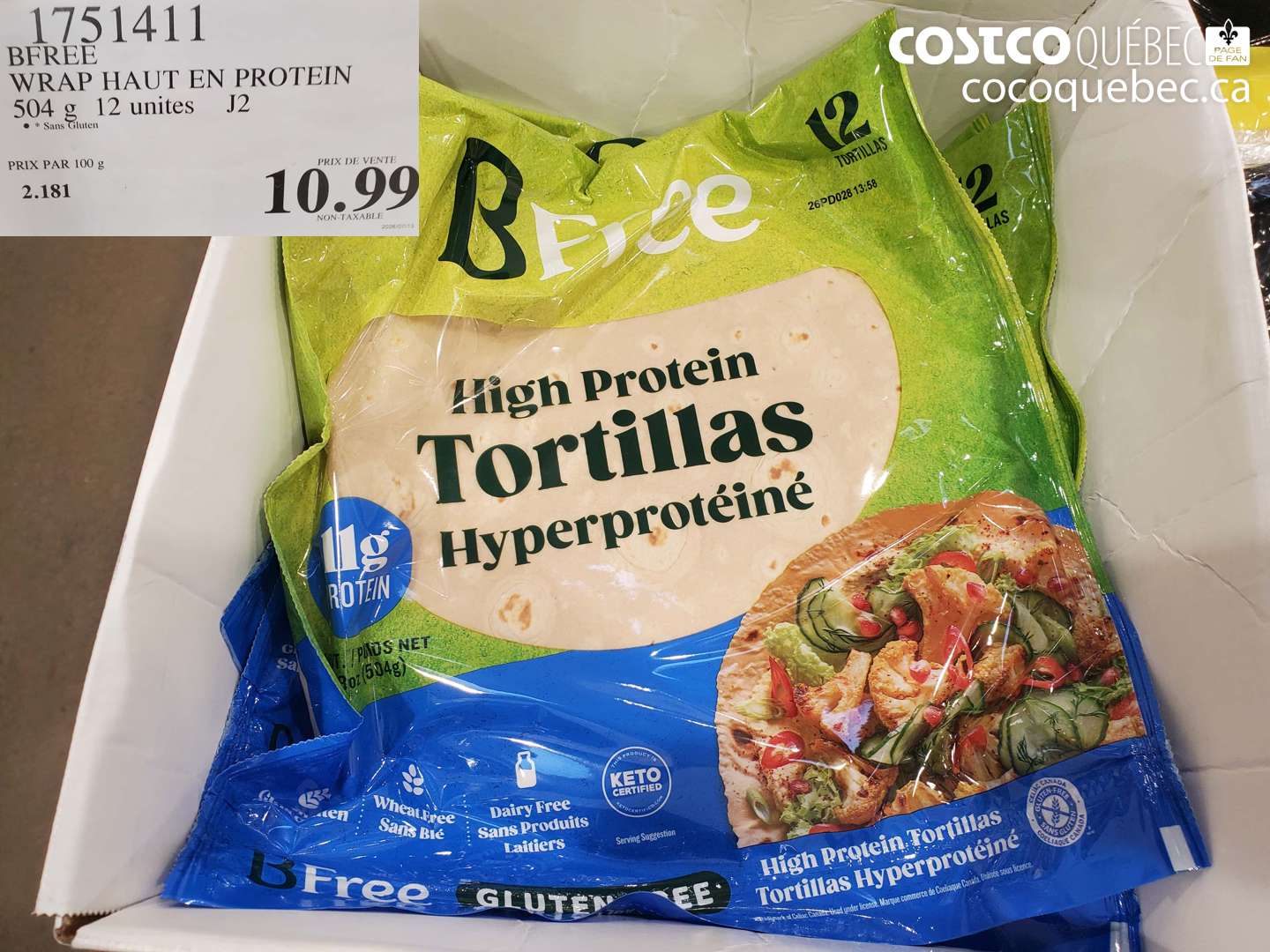 1751411 BFREE WRAP HAUT EN PROTEIN $10.99