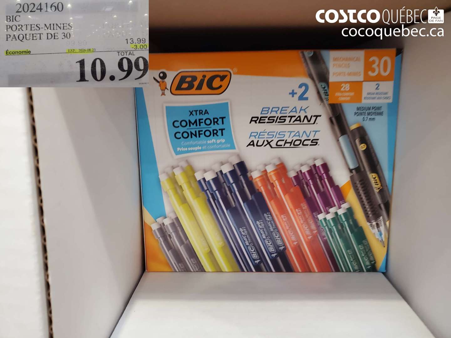 2024160 BIC PORTES-MINES PAQUET DE 30 ($3.00 INSTANT SAVINGS EXPIRES ON 2026-08-23) $10.99