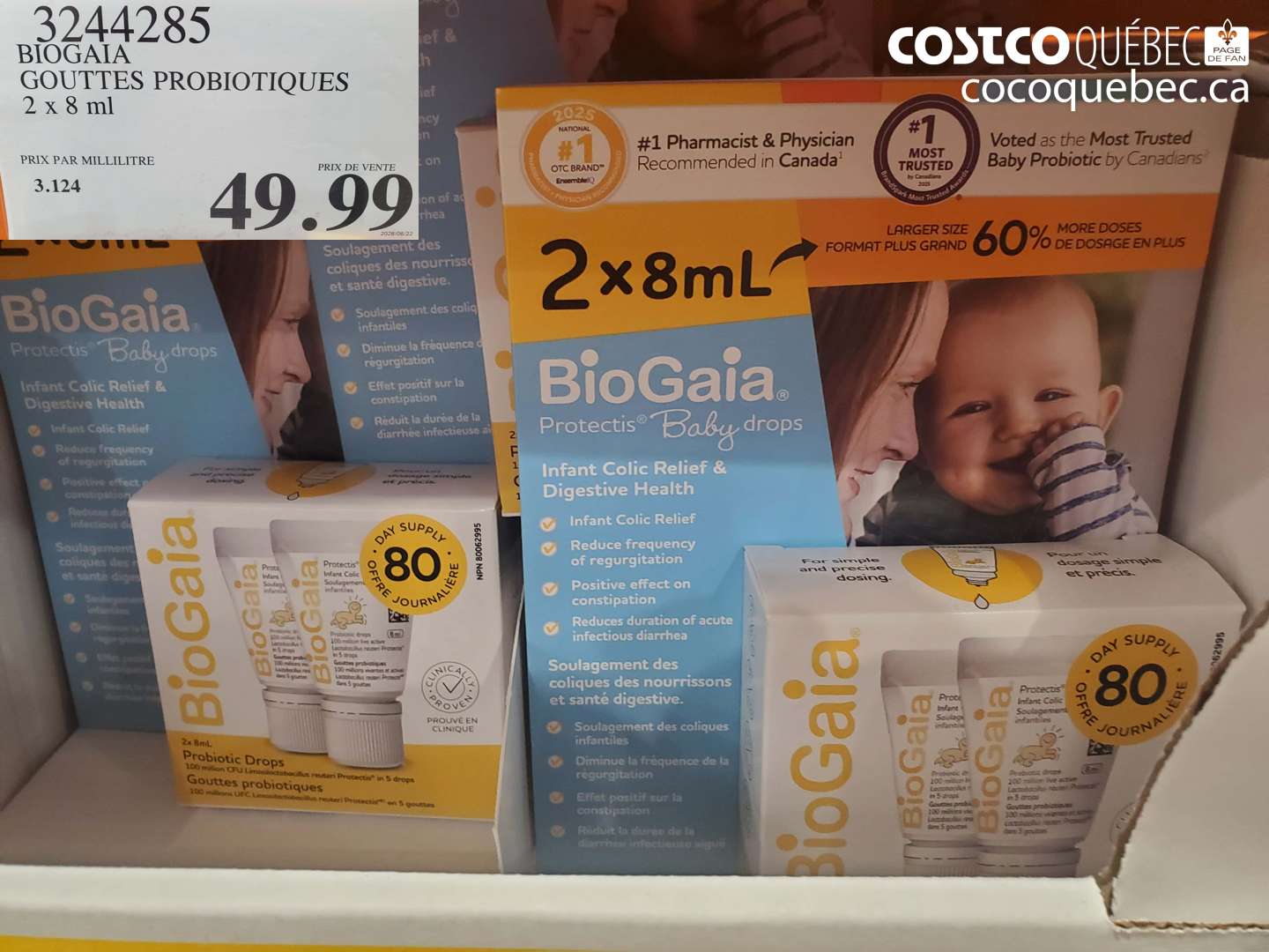 3244285 BIOGAIA GOUTTES PROBIOTIQUES 2 X 8 ML $49.99