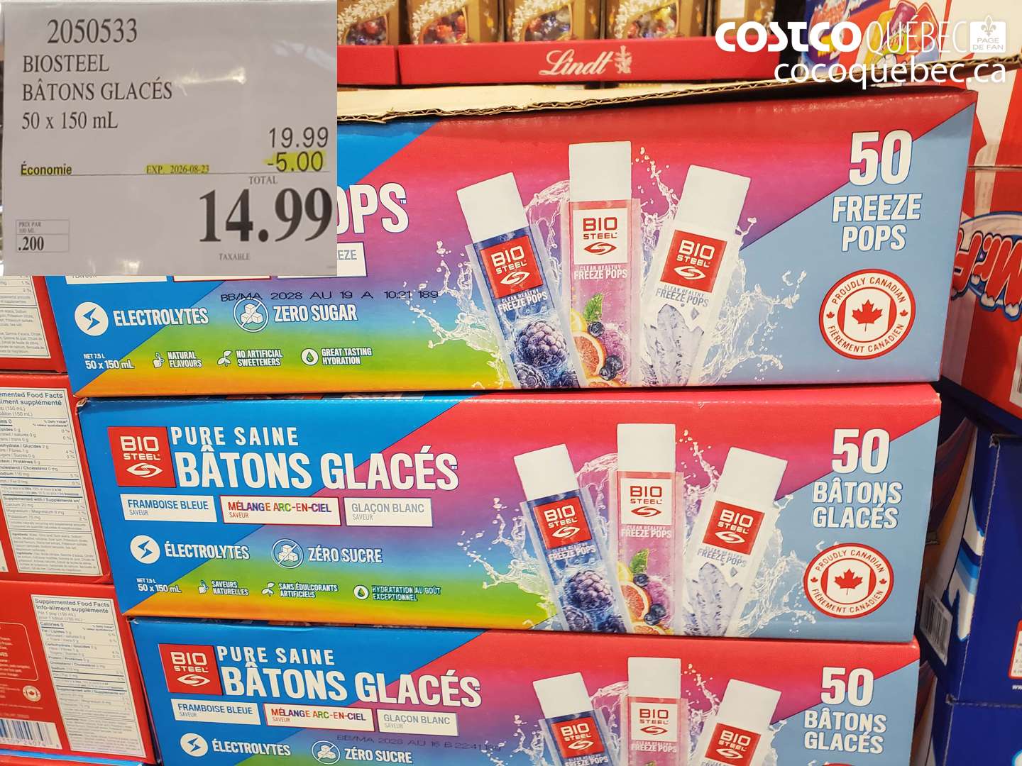 2050533 BIOSTEEL BÂTONS GLACÉS ($5.00 INSTANT SAVINGS EXPIRES ON 2026-08-23) $14.99