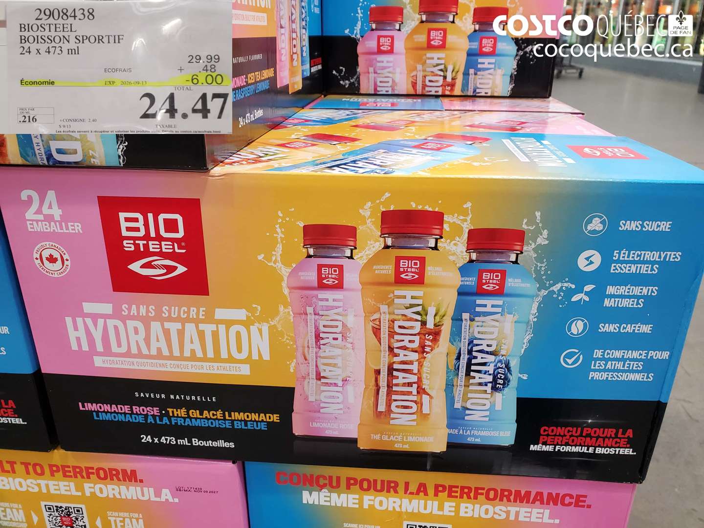 2908438 BIOSTEEL BOISSON SPORTIF 24 X 473 ML ($6.00 INSTANT SAVINGS EXPIRES ON 2026-09-13) $24.47