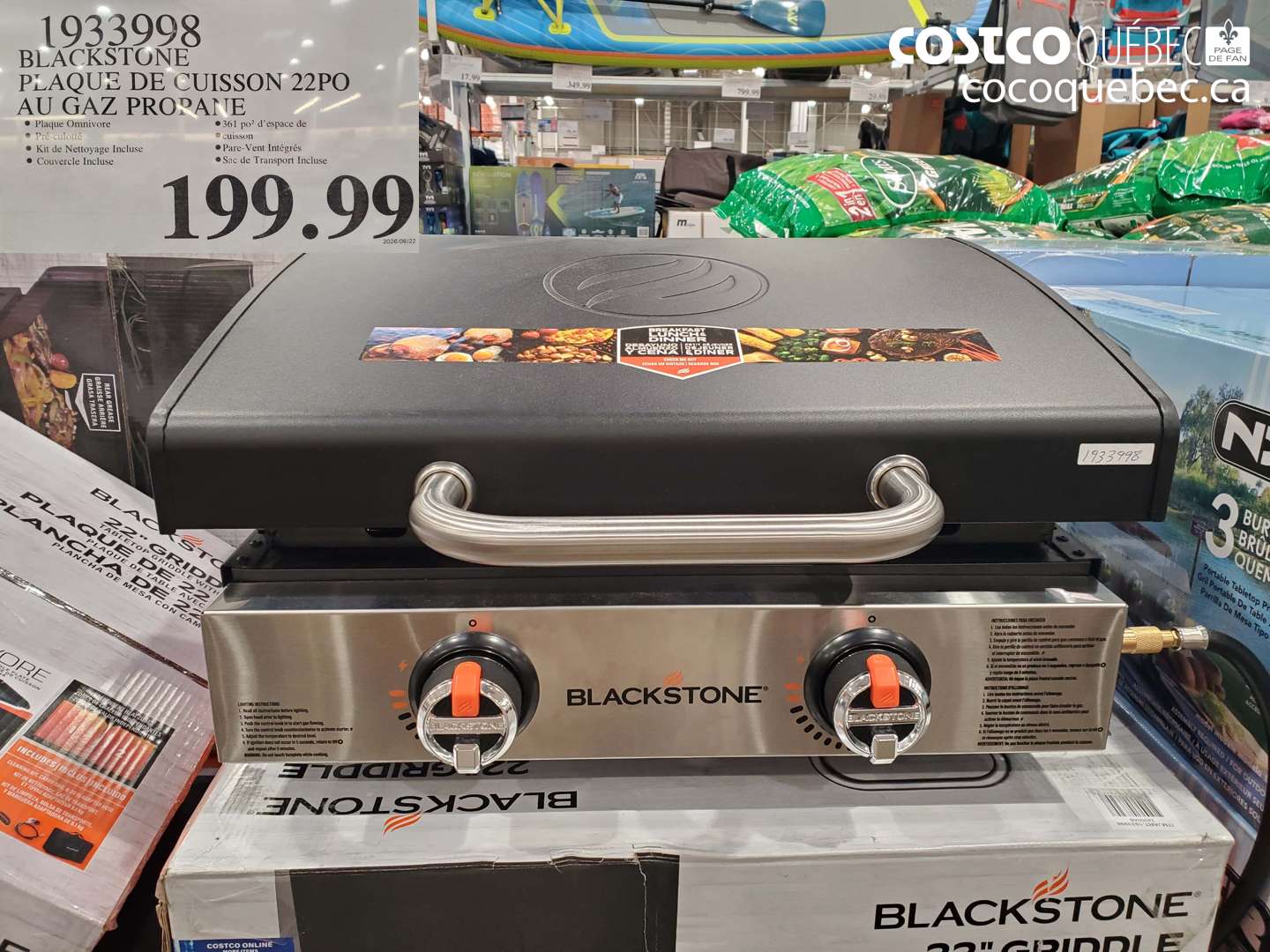 1933998 BLACKSTONE PLAQUE DE CUISSON 22PO AU GAZ PROPANE $199.99