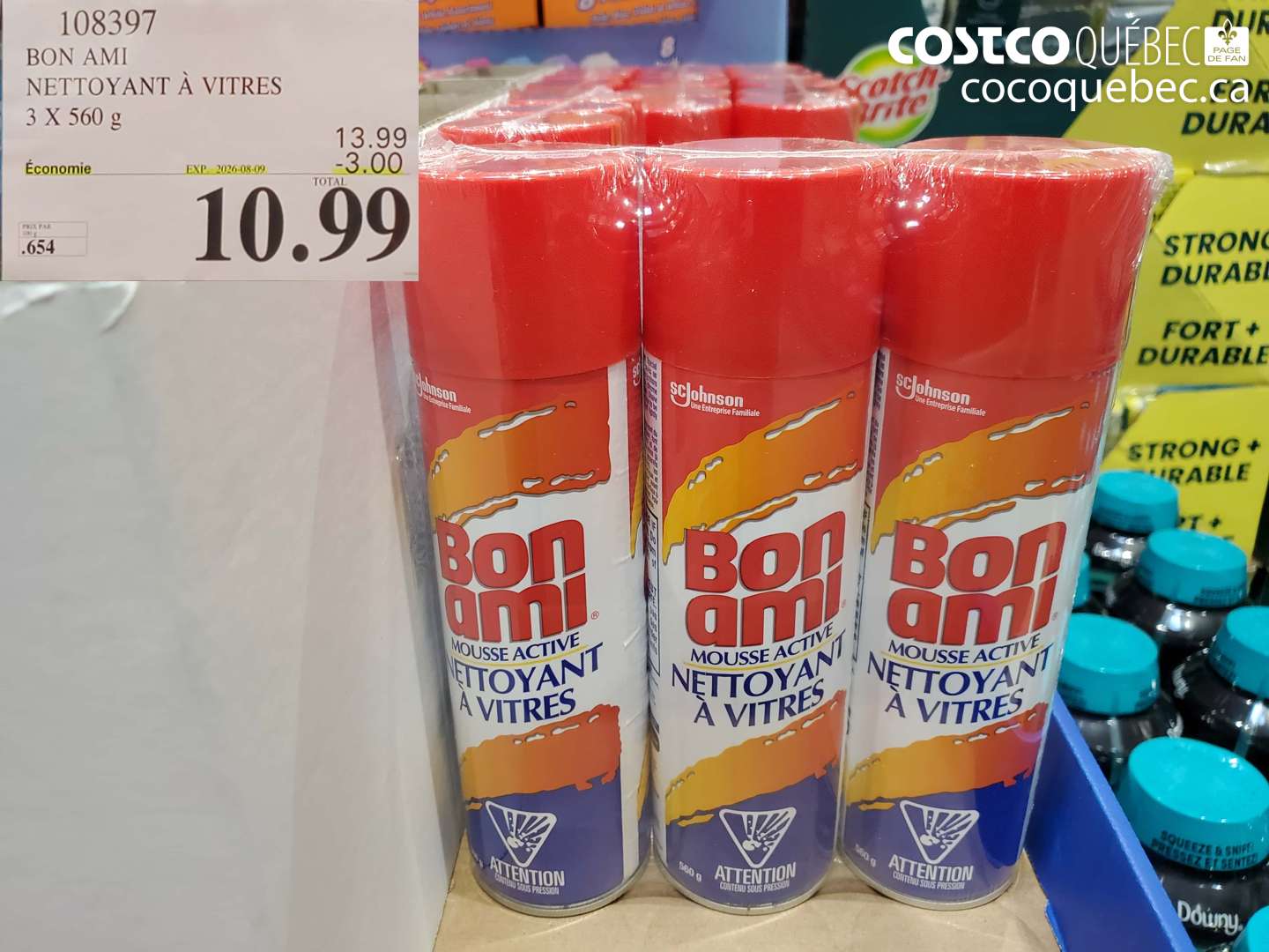 108397 BON AMI NETTOYANT À VITRES 3 X 560 G ($3.00 INSTANT SAVINGS EXPIRES ON 2026-08-09) $10.99