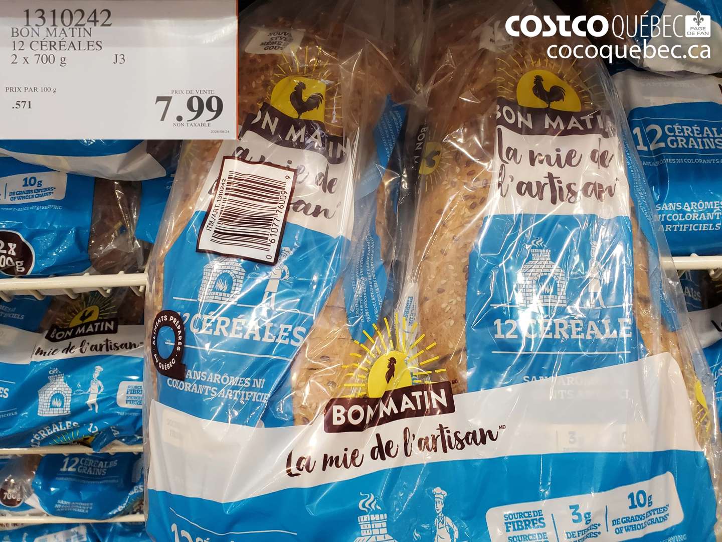 1310242 BON MATIN 12 CÉRÉALES 2 X 700 G $7.99