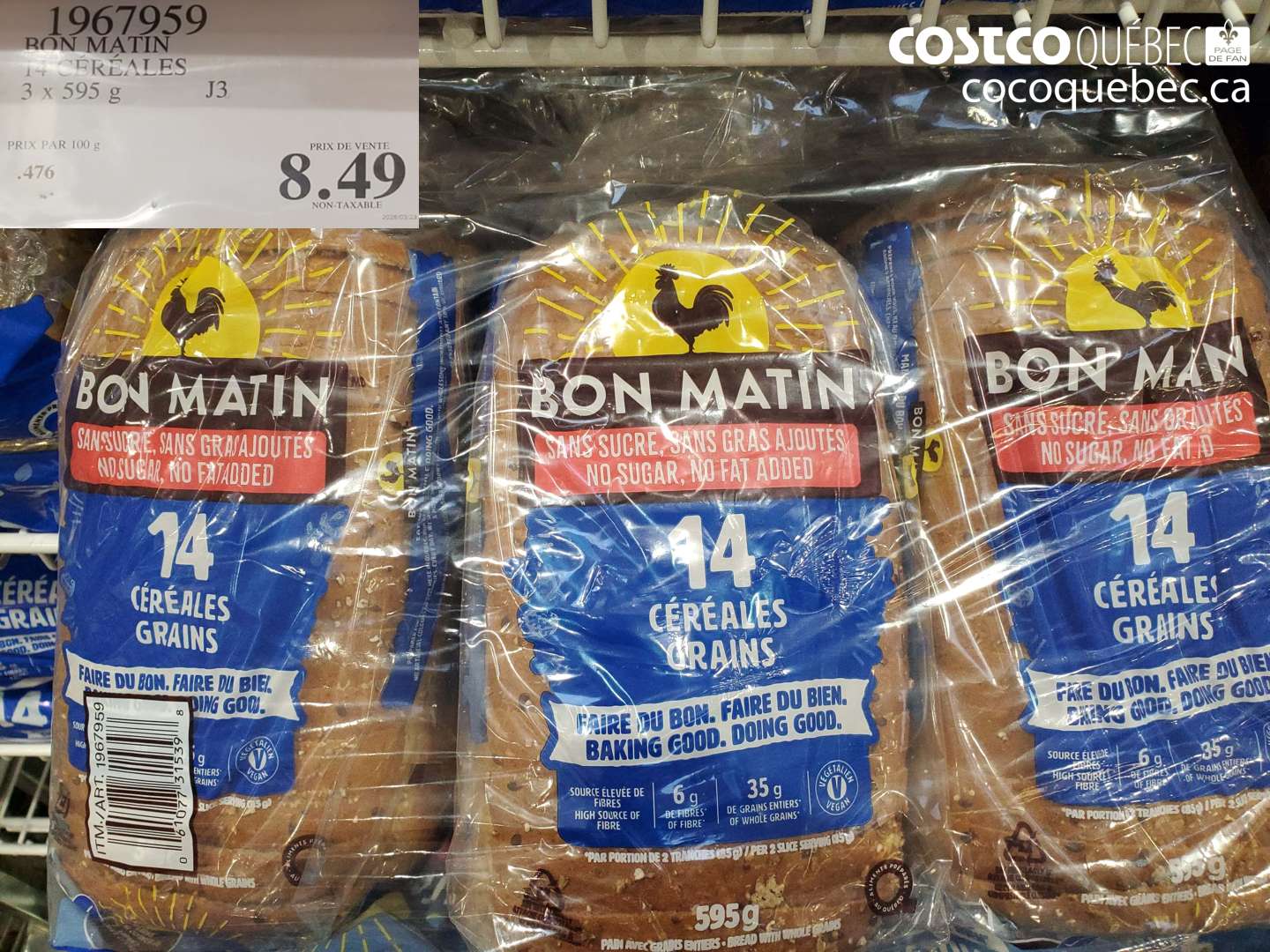 1967959 BON MATIN 14 CÉRÉALES $8.49