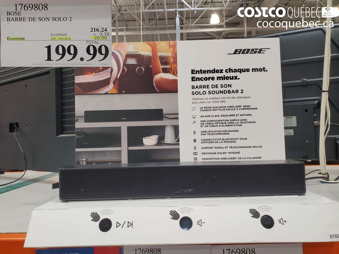 1769808 BOSE BARRE DE SON SOLO 2 ($20.00 INSTANT SAVINGS EXPIRES ON 2026-08-06) $199.99
