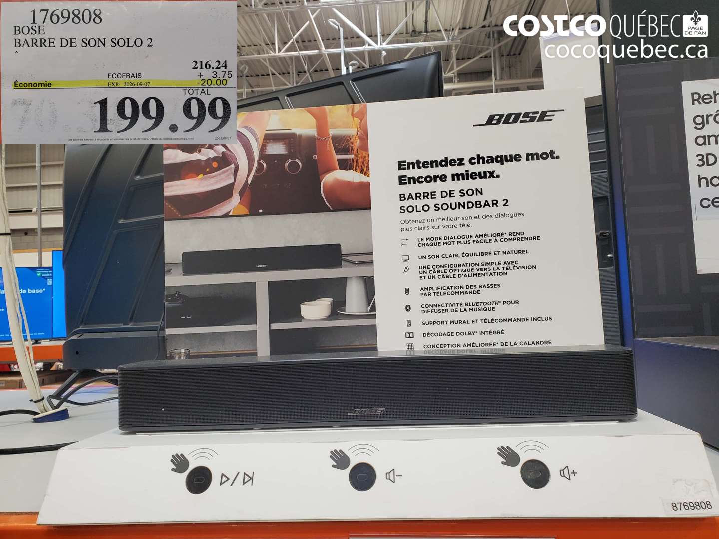 1769808 BOSE BARRE DE SON SOLO 2 ($20.00 INSTANT SAVINGS EXPIRES ON 2026-09-07) $199.99