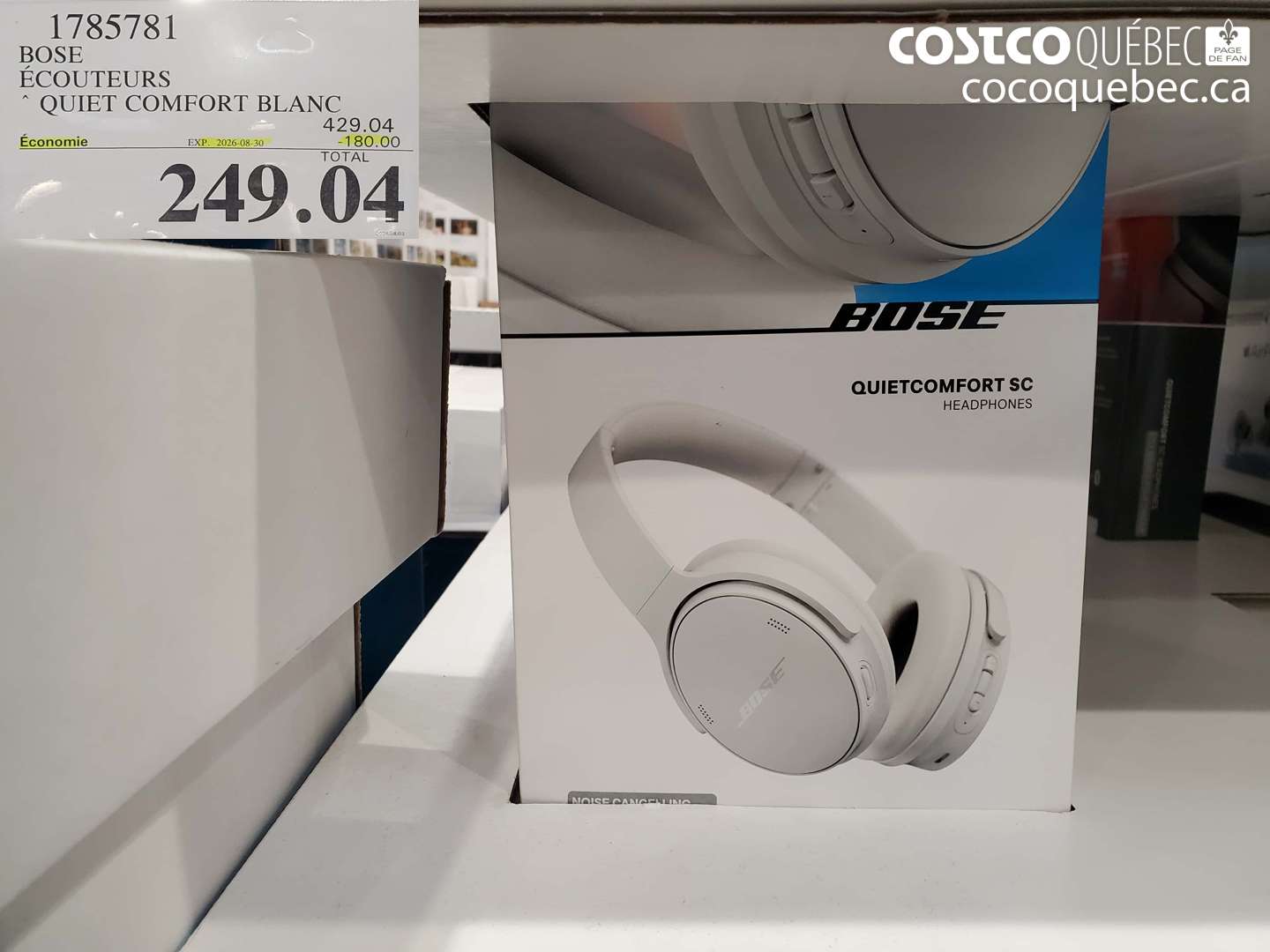 1785781 BOSE ÉCOUTEURS QUIET COMFORT BLANC ($180.00 INSTANT SAVINGS EXPIRES ON 2026-08-30) $249.04