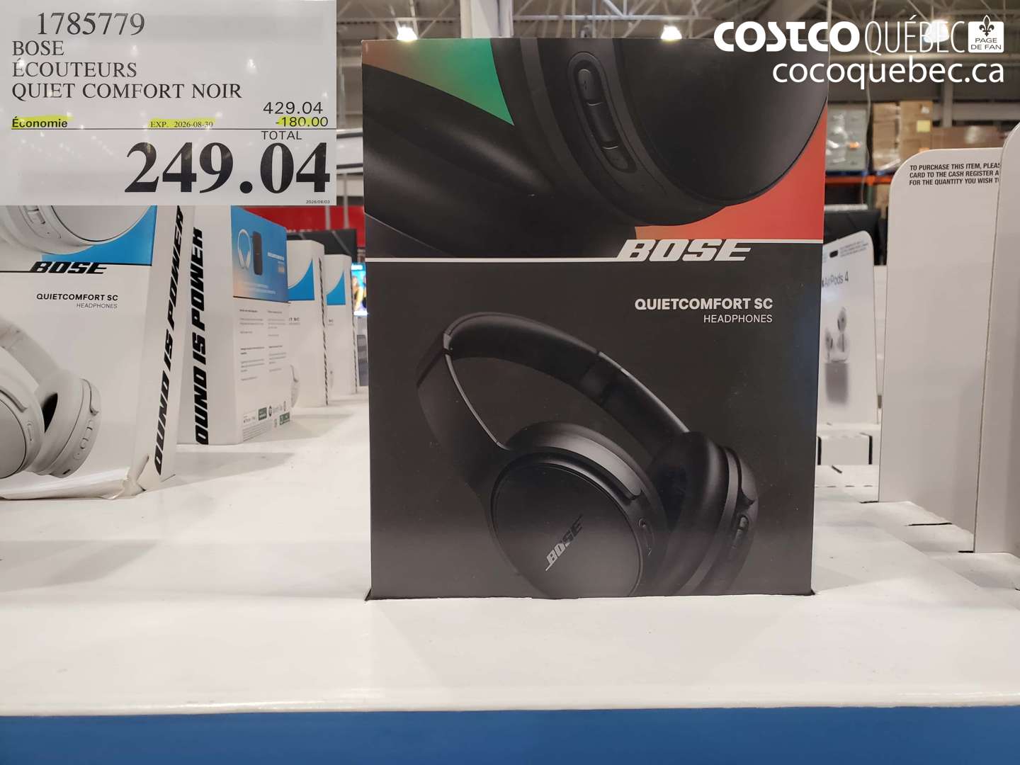 1785779 BOSE ÉCOUTEURS QUIET COMFORT NOIR ($180.00 INSTANT SAVINGS EXPIRES ON 2026-08-30) $249.04