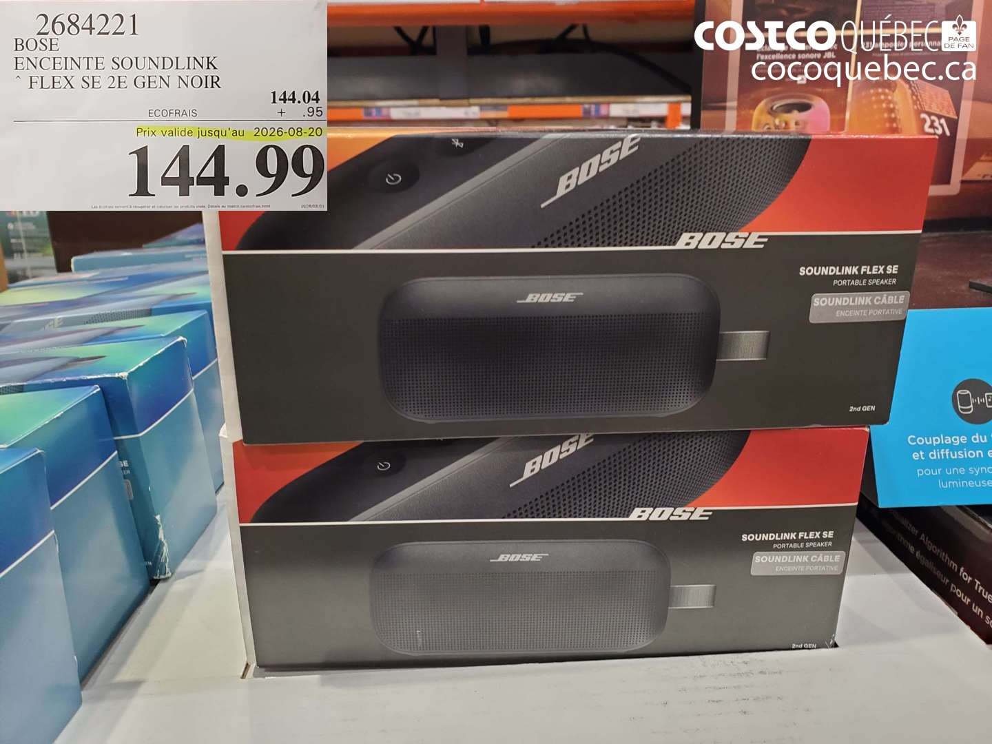 2684221 BOSE ENCEINTE SOUNDLINK FLEX SE 2E GEN NOIR (EXPIRES ON 2026-08-20) $144.99