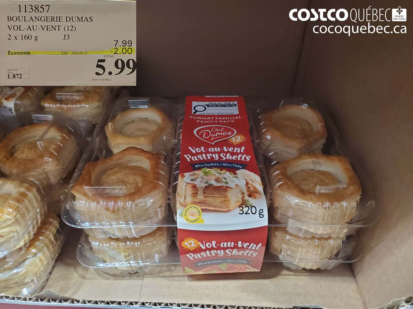 113857 BOULANGERIE DUMAS VOL-AU-VENT (12) ($2.00 INSTANT SAVINGS EXPIRES ON 2026-09-13) $5.99