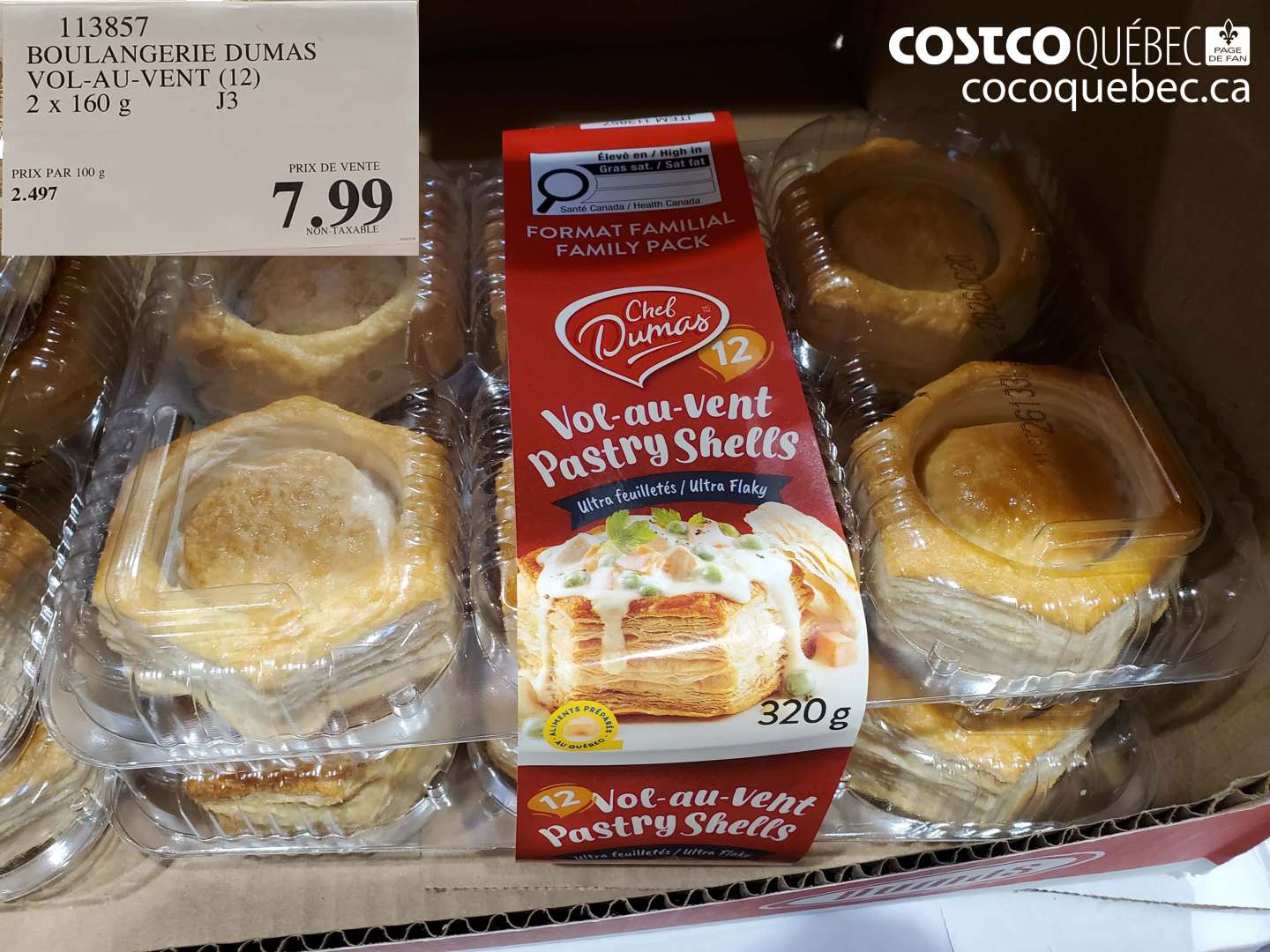 113857 BOULANGERIE DUMAS VOL-AU-VENT (12) 2 X 160 G $7.99