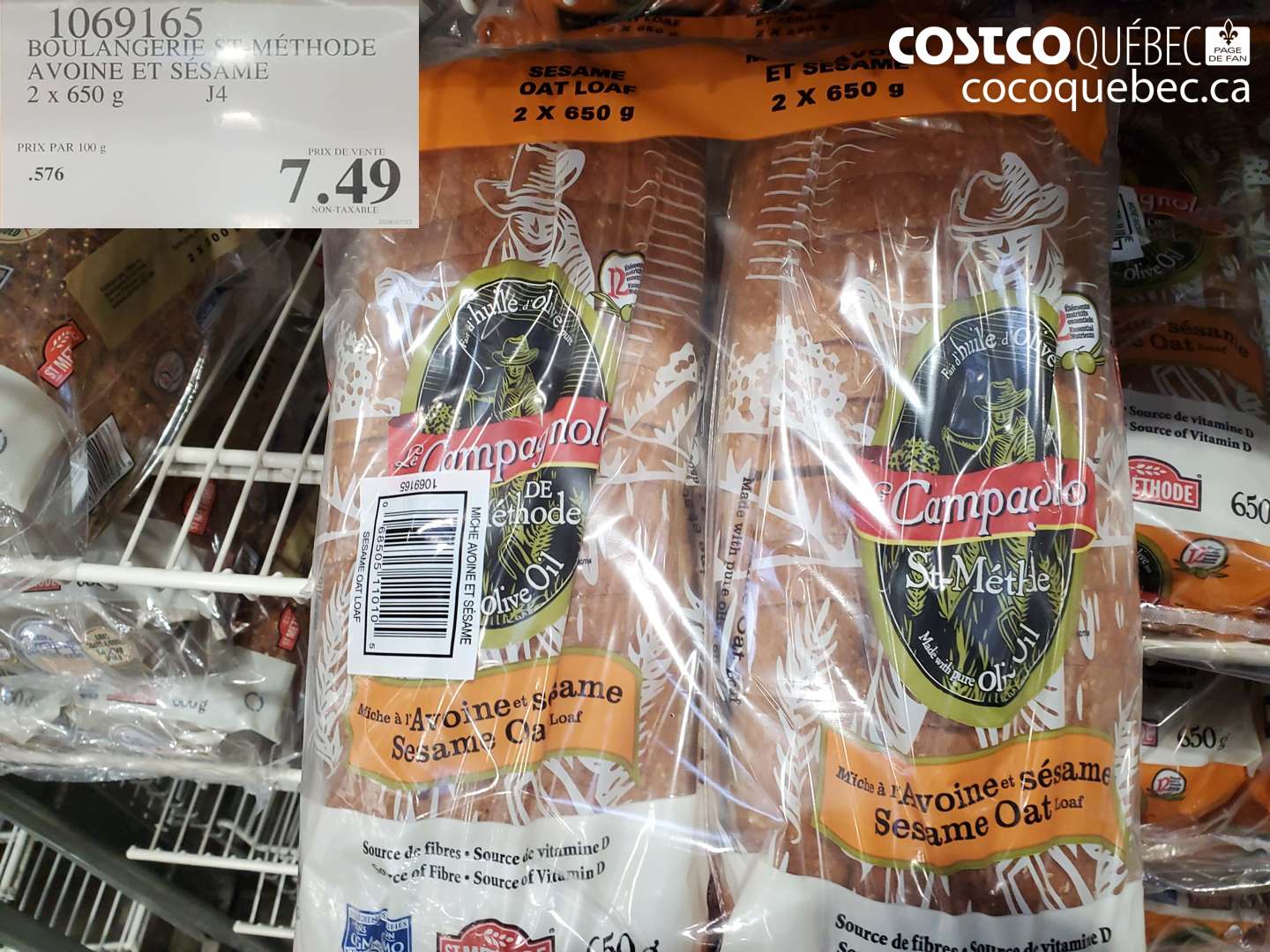 1069165 BOULANGERIE ST-MÉTHODE AVOINE ET SÉSAME $7.49
