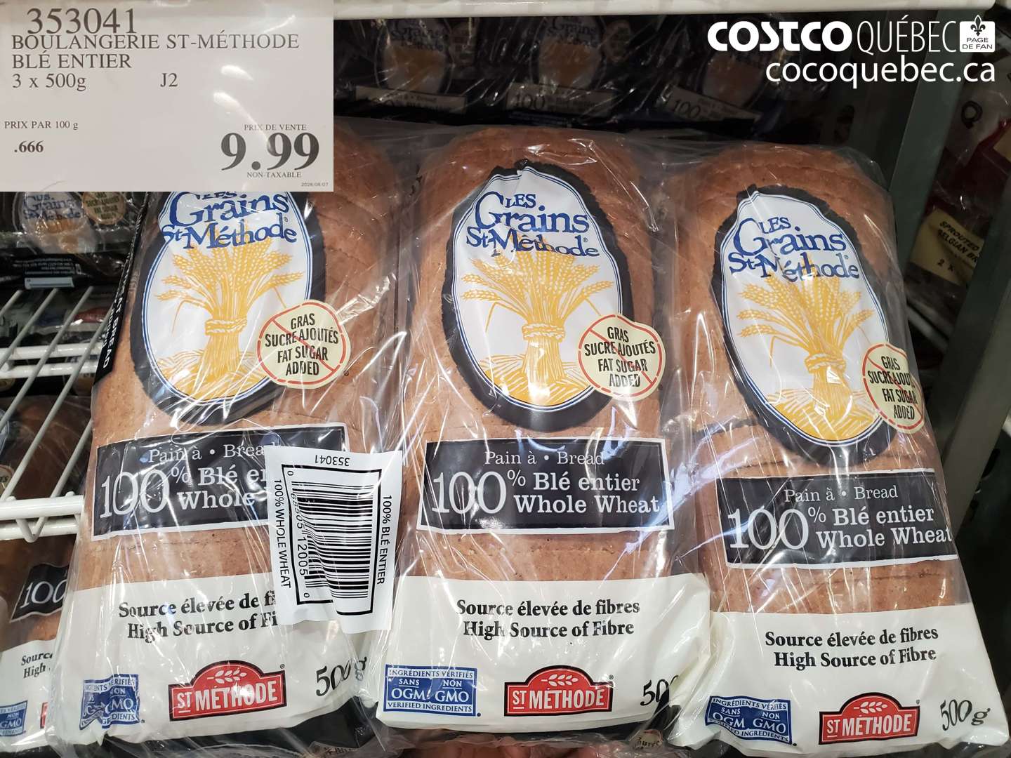 353041 BOULANGERIE ST-MÉTHODE BLÉ ENTIER $9.99