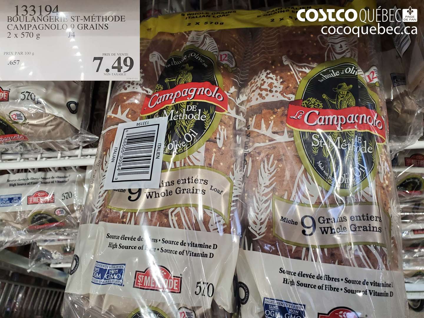 133194 BOULANGERIE ST-MÉTHODE CAMPAGNOLO 9 GRAINS $7.49