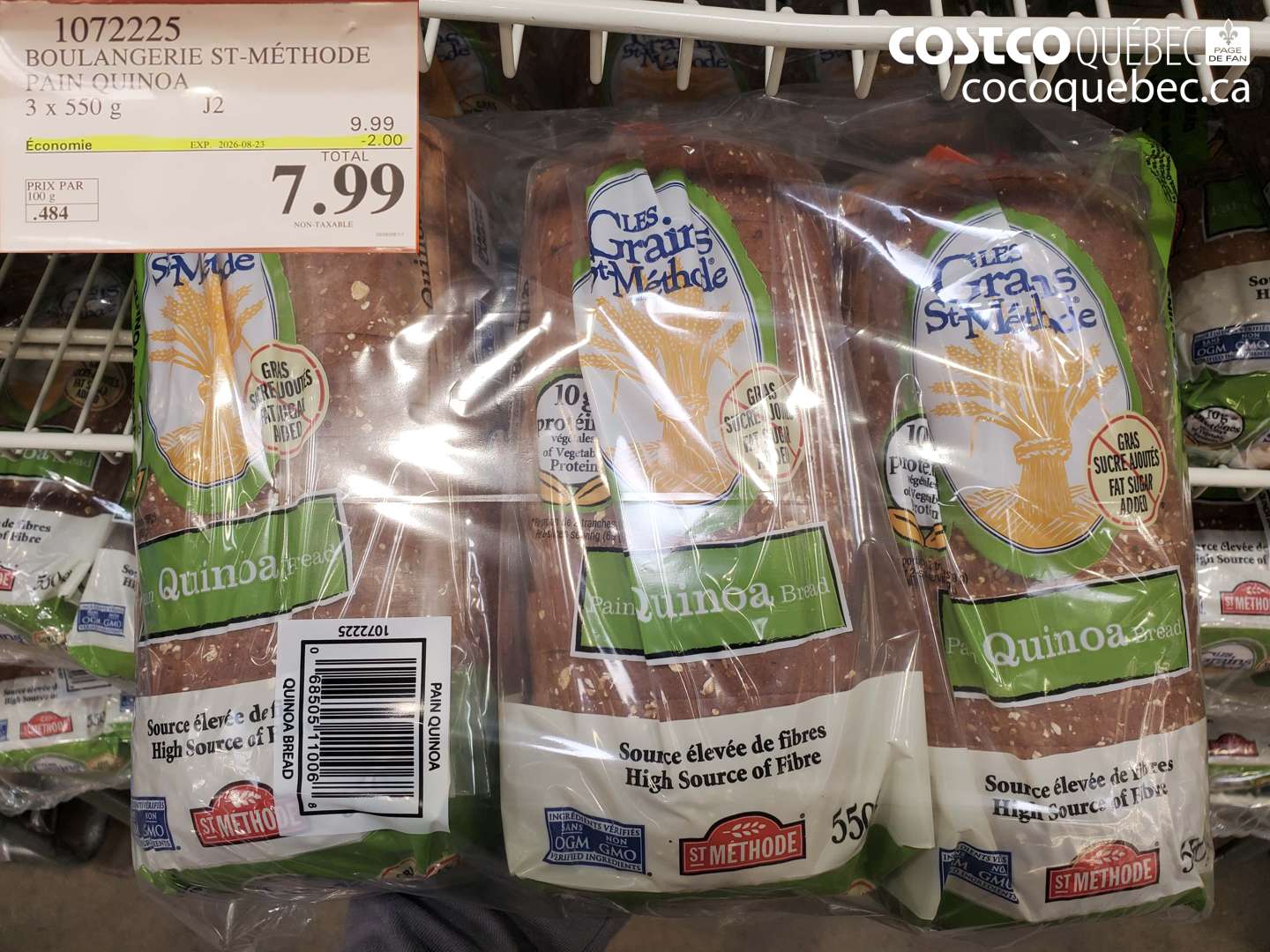 1072225 BOULANGERIE ST-MÉTHODE PAIN QUINOA ($2.00 INSTANT SAVINGS EXPIRES ON 2026-08-23) $7.99